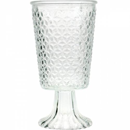 Floristik21 Windlicht Glas mit Fuß Klar Ø10cm H18,5cm Tischdeko