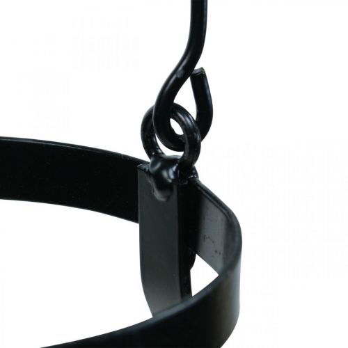 Windlicht Glas mit Henkel Kerzenständer schwarz H25cm