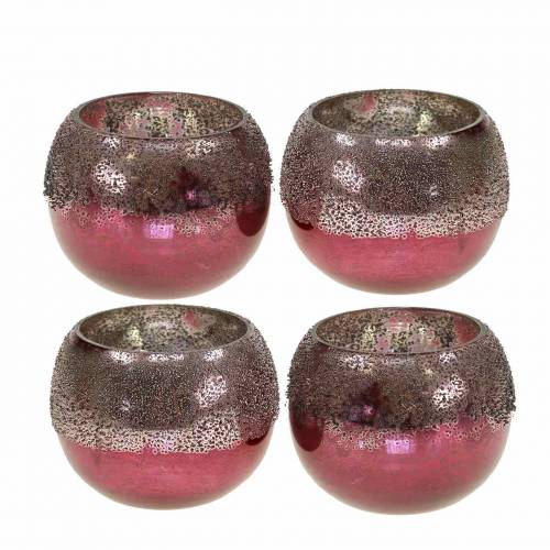 Windlicht Glas Rosa Ø8,5cm H6,5cm 4 St
