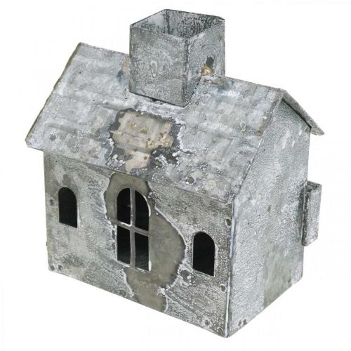 Artikel Windlicht Haus Metall Shabby Chic Weiß gewaschen, Rost H11cm