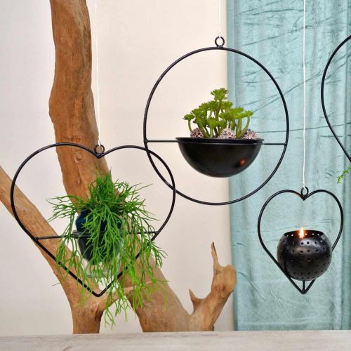 Floristik21 Windlicht Herz Metall 38cm Teelichthalter zum Hängen mit Glas