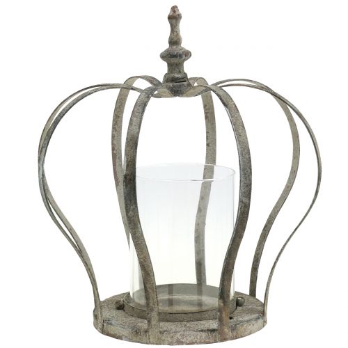 Dekokrone Windlicht Teelichthalter Kerzenhalter Eisen Gold-Antik D 12 cm