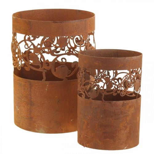 Windlicht Metall Kerzenhalter Edelrost Ø10/14,5cm 2er-Set