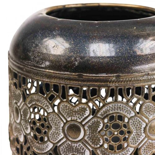 Floristik21 Windlicht Metall Teelichthalter Vintage Blumen Ø12,5cm