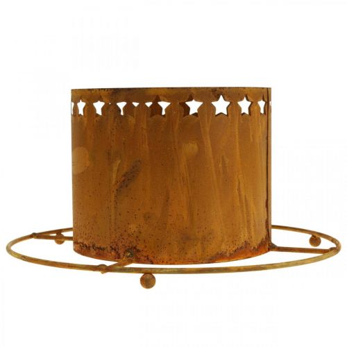 Windlicht mit Sternen, Advent, Kranzhalter aus Metall, Weihnachtsdeko Edelrost Ø25cm