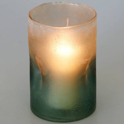 Glaswindlicht Grün gefrostet Ø10cm H15cm
