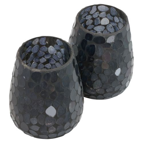 Windlicht Weihnachten Kerzenhalter Schwarz Ø11cm 2St