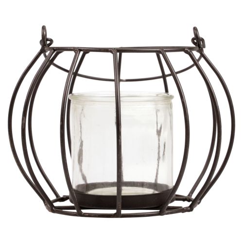 Floristik21 Gartenlaterne Metall Schwarz Windlicht zum Aufhängen Ø16,5cm