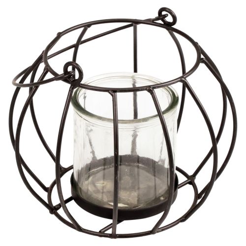 Floristik21 Gartenlaterne Metall Schwarz Windlicht zum Aufhängen Ø16,5cm