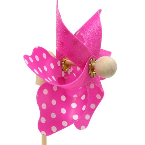 Artikel Deko-Windmühle mit Punkten Pink Ø8cm 12St