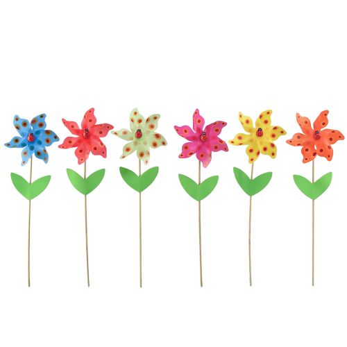 Floristik21 Windrad Marienkäfer auf Blume Windmühle Ø8,5cm H28cm 6St
