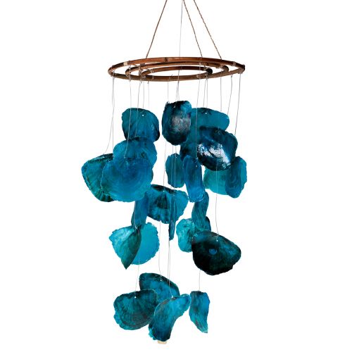 Nowpis Windspiel Aus Capiz-Muscheln Und Meerglas – 66 Cm Lang, Küstenstil, Für Terrasse, Balkon & Garten