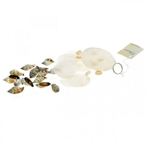 Windspiel mit Capiz-Muscheln, Maritime Deko, Deko-Hänger Schneckenhäuser L35 Ø8cm
