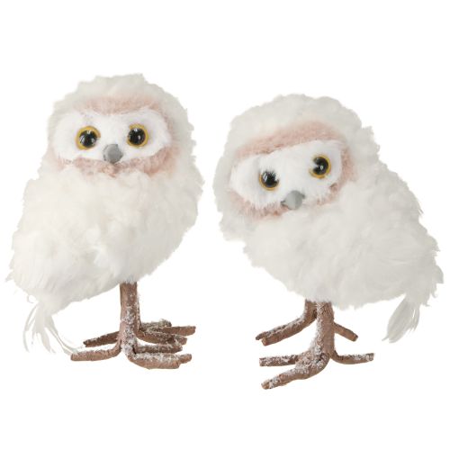 Winterliche Deko Eulen Set Weiß 15cm für natürliche Adventsdeko