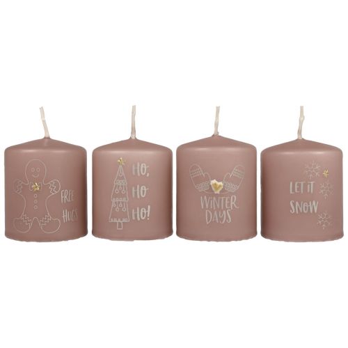 Weihnachtskerzen Kerzen Weihnachten Rosa Ø5cm H6cm 4St