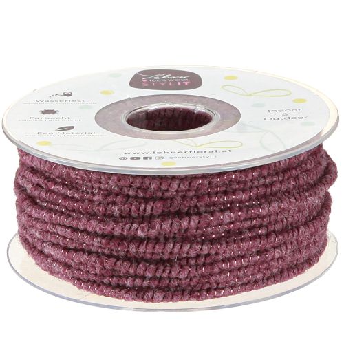Floristik21 Wollfaden mit Draht Filzschnur Glimmer Lila Ø5mm 33m