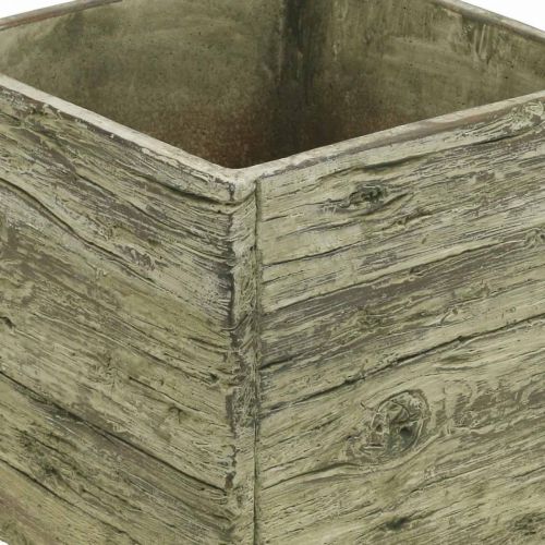 Floristik21 Blumentopf quadratisch 18x18cm Beton Kasten Holz Look