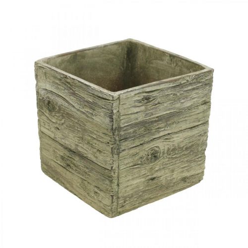 Floristik21 Blumentopf quadratisch 18x18cm Beton Kasten Holz Look