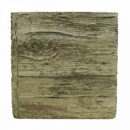 Floristik21 Blumentopf quadratisch 18x18cm Beton Kasten Holz Look