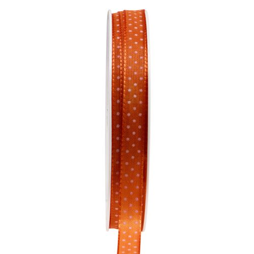 Floristik21 Geschenkband gepunktet Dekoband Orange 10mm 25m