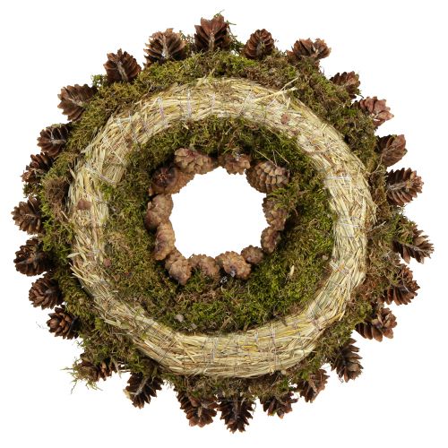 Artikel Großer Zapfenkranz Ø45cm mit Moos, naturbelassen, Handarbeit, vielseitig einsetzbar