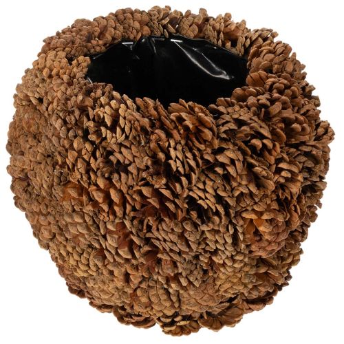 Artikel Deko-Übertopf rund aus Tannenzapfen Naturbraun 27x22cm für Gestecke und Dekorationen