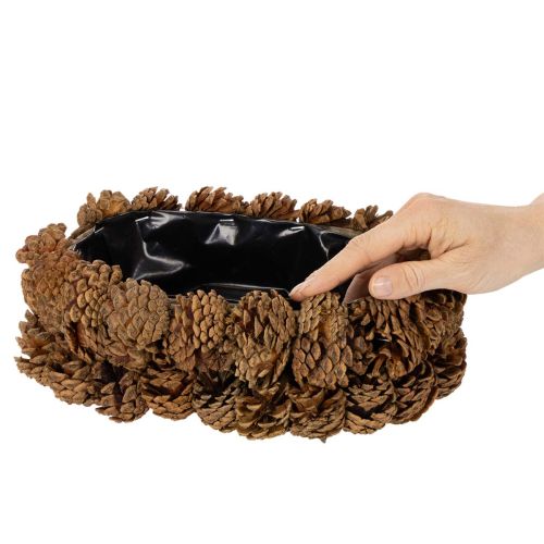Pflanzschale Oval aus Tannenzapfen 30 cm Naturbraun | Floristik21.de