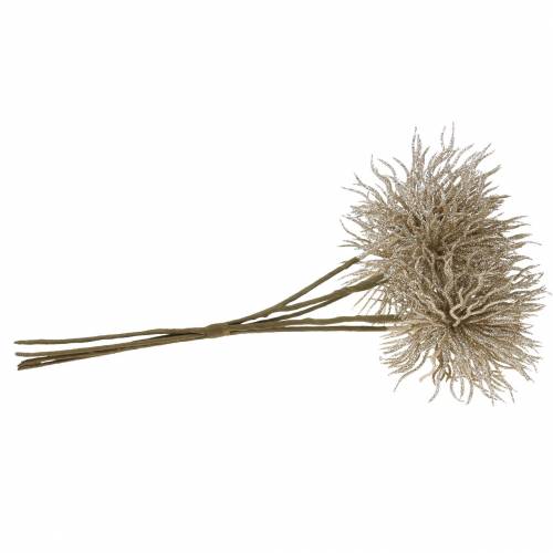 Künstlicher Clematis-Zweig Champagner mit Glitter 32cm 5St