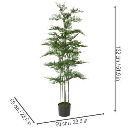 Künstlicher Bambusbaum 132 cm Grün mit Schwarzem Topf | Floristik21.de