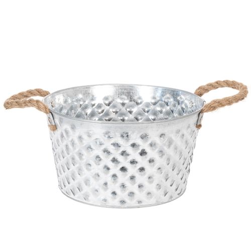 Zinkschale Dekoschale Metall mit Seilgriff Ø22cm H12cm | Floristik21.de