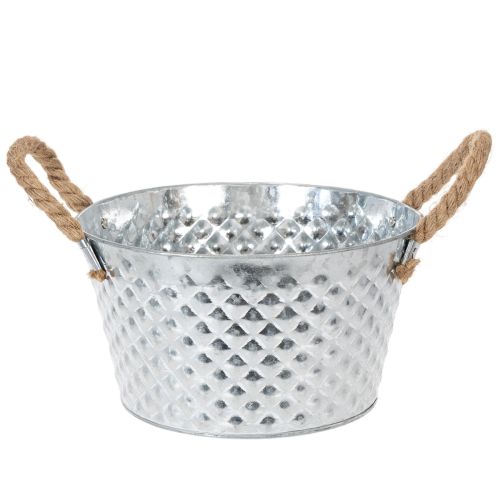 Zinkschale rund mit Seilgriffen Ø25cm H14cm einkaufen | Floristik21.de