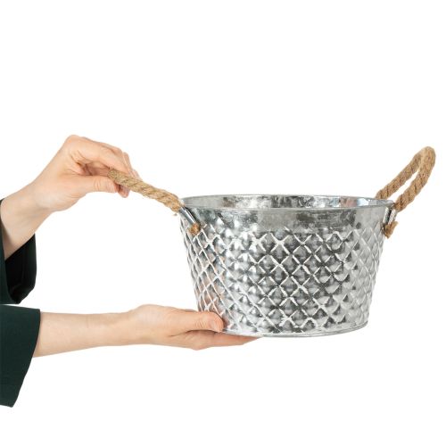 Zinkschale rund mit Seilgriffen Ø25cm H14cm | Floristik21.de