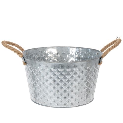 Zinkschale rund mit Seilgriffen Ø28cm H16cm einkaufen | Floristik21.de