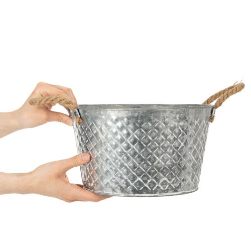 Zinkschale rund mit Seilgriffen Ø28cm H16cm | Floristik21.de