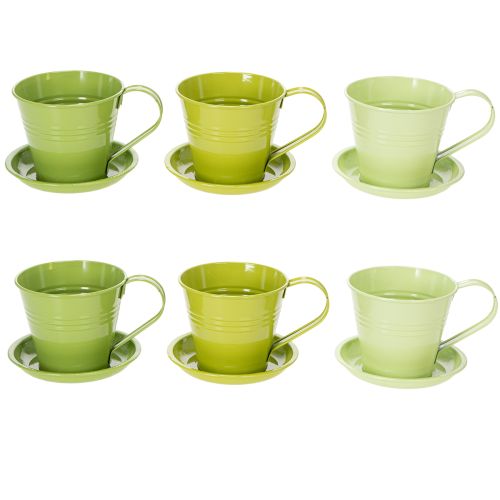Artikel Pflanztopf Tasse aus Metall 11 cm im 6er-Set für kreative Dekoideen