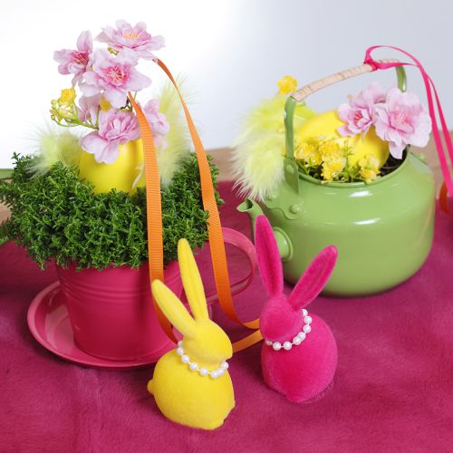 Artikel Deko-Tassen aus Metall mit Untersetzern für kreative Bepflanzung, Set à 6 Stück, rosa, 11 cm