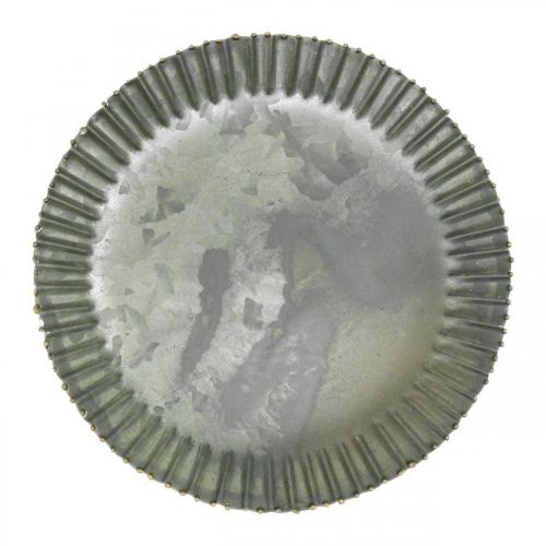 Floristik21 Dekoteller Zinkteller Metallteller Anthrazit Gold Ø17cm
