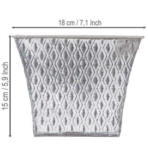Zinktopf mit Rautenmuster H15cm | Floristik21.de