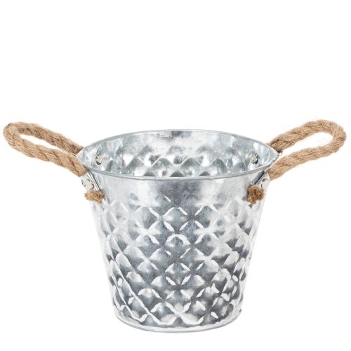 Zinktopf mit Seilgriffen Ø14,5cm H13cm einkaufen | Floristik21.de