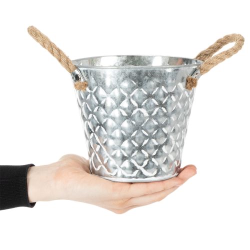 Zinktopf mit Seilgriffen Ø14,5cm H13cm | Floristik21.de