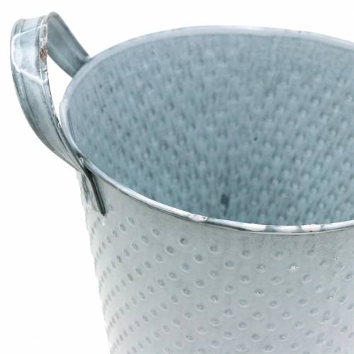 Zinktopf mit Griffen Grau Gepunktet Ø14cm H13cm