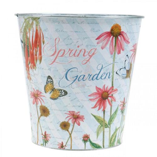 Blumentopf Metall Blumen Frühlingsdeko Übertopf Ø15cm H15,5cm