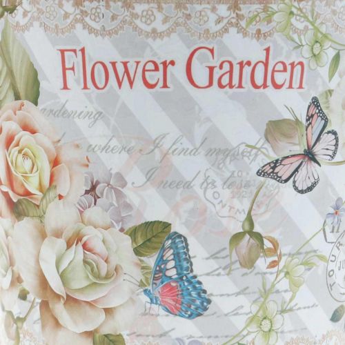 Blumentopf Metall Rosen Sommerdeko Übertopf Ø13,5cm H11,5cm