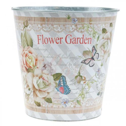 Blumentopf Metall Rosen Sommerdeko Übertopf Ø13,5cm H11,5cm