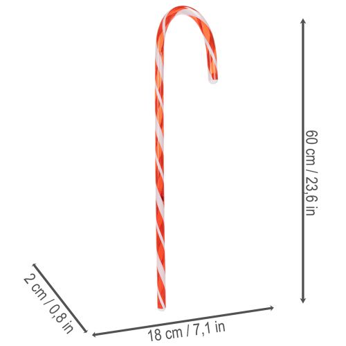 Künstliche Zuckerstange aus Kunststoff 60cm Rot-Weiß 3er Set für Innenbereiche | Floristik21.de