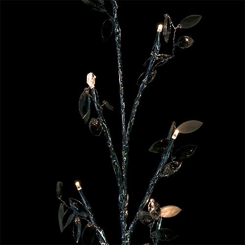 Floristik21 Zweig Silber mit Blättern LED 75cm 2er-Set