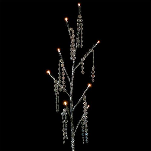 Floristik21 Zweig Silber mit Diamanten LED 75cm 2er-Set