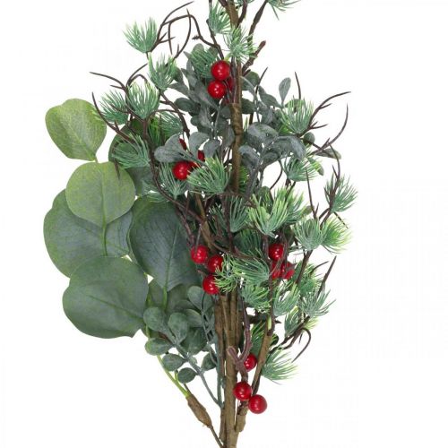 Weihnachtszweig Künstlich Grün Rote Beeren Deko 70cm