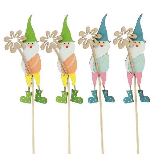 Artikel Zwerg Deko mit Blume Blumenstecker Holz 4×10,5cm 12St