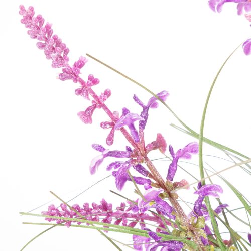 Artikel Dekopflanze künstlich mit grünen Blättern und lila Blüten 67 cm